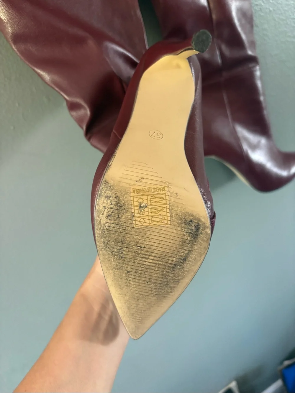 Women's Tall Pointed-Toe kneehigh Stiletto Boots Burgundy size 37 like a size 7